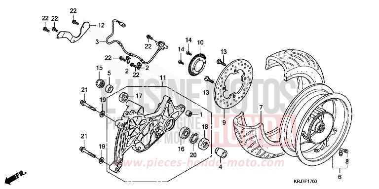 ROUE ARRIERE von S-wing ABS PEARL NIGHTSTAR BLACK (NHA84) von 2011